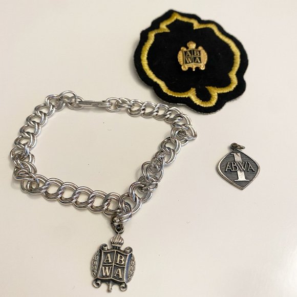 Vintage Lot of ABWA Pin Charm Bracelet American Business Woman's Association - Picture 1 of 5